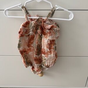 Angel Dear Tropical Leaf Print Romper